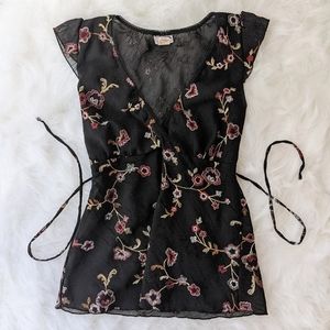 Rave sheer black floral top